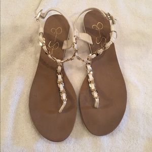 Jessica Simpson White & gold sandals